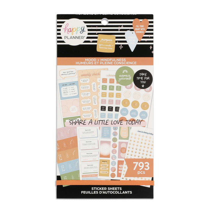 The Happy Planner CLASSIC Value Pack Stickers - Moods + Mindfulness - 30 Sheets