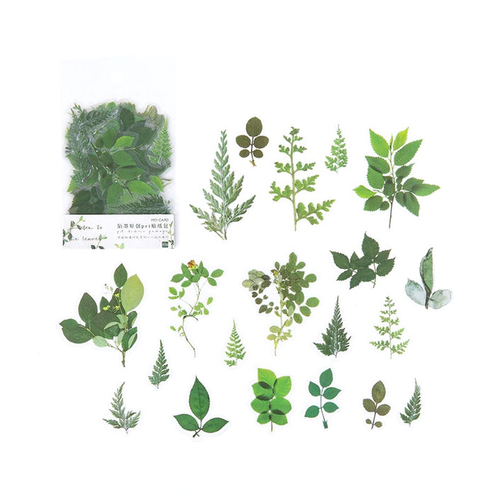 Transparent Green Leaves Stickers