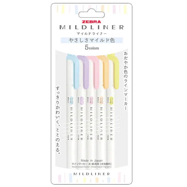 Zebra Mildliner DoubleSided Highlighters NEW 2022 Colours Gentle 5