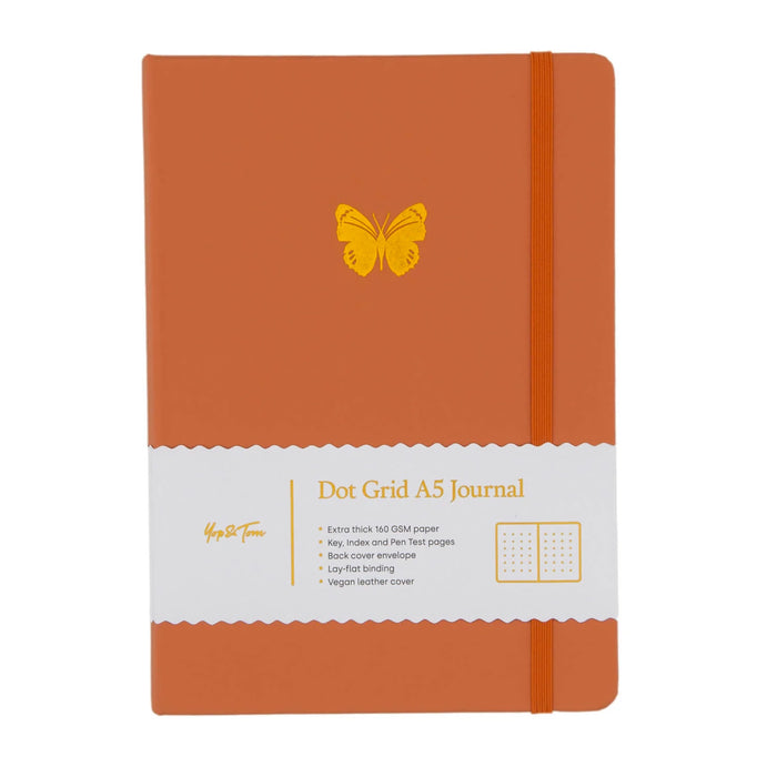 A5 Dot Grid Journal - Butterfly - Burnt Orange