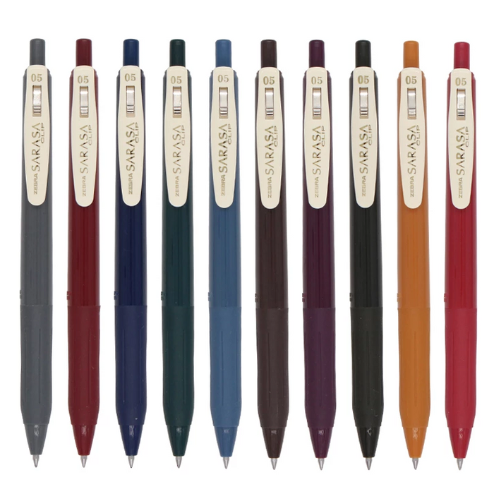 Zebra Sarasa Push-Clip Gel Pens 0.5mm - Vintage Colours -Singles