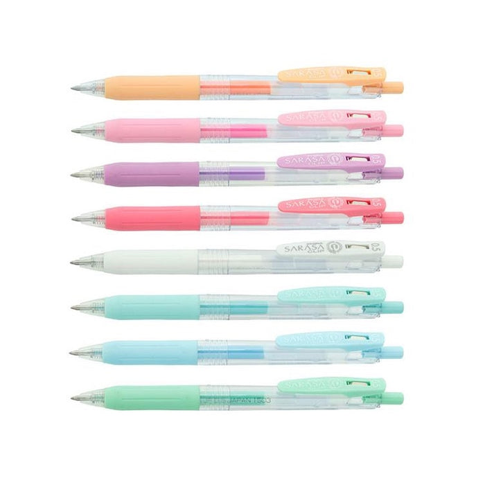 Zebra Sarasa Clip Gel Pens 0.5mm - 8 Colour Set - Milk Colours