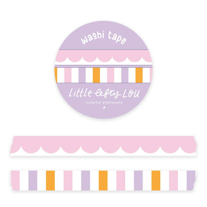 Little Lefty Lou Slim Pink Scalloped and Striped Washi Tapes Set