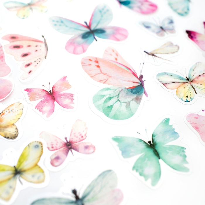 Transparent PET Butterfly Stickers - Pastel