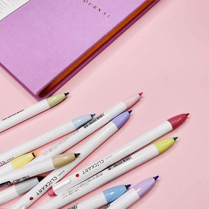Zebra Clickart Retractable Marker Pens 12 Pack - Pale Colours