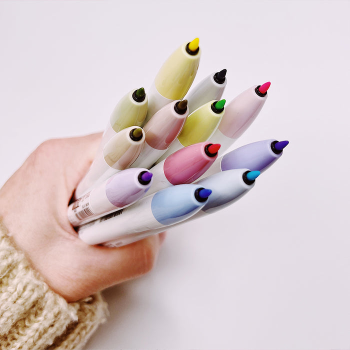 Zebra Clickart Retractable Marker Pens 12 Pack - Pale Colours