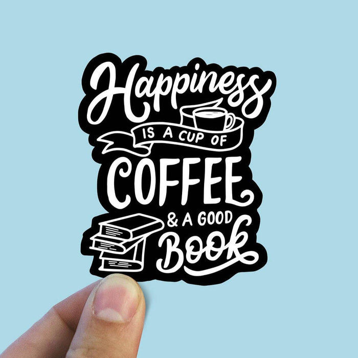 Happiness Is Coffee and A Good Book Vinyl Sticker