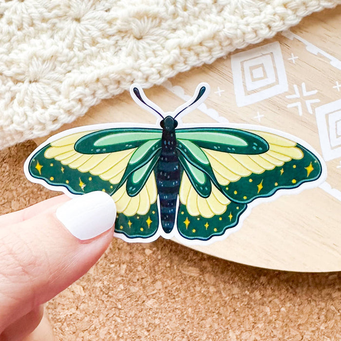 Green Moth Vinyl Sticker