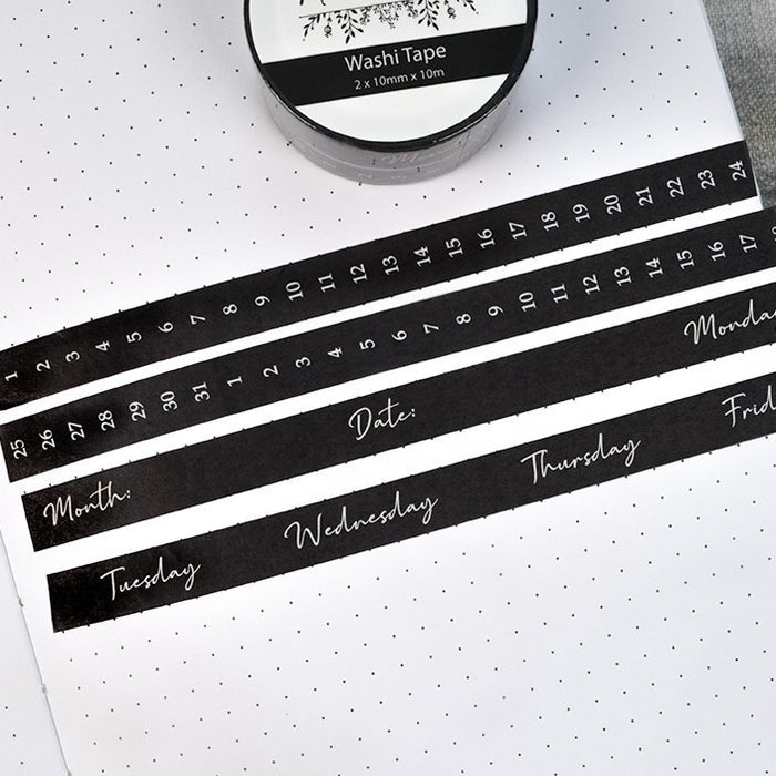 Maisie Lane Co. Calendar Washi Tape Set - Black