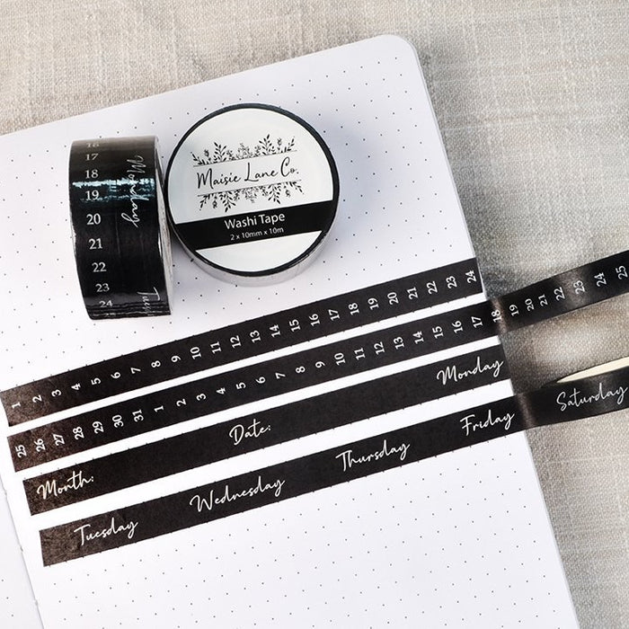 Maisie Lane Co. Calendar Washi Tape Set - Black