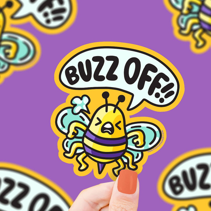 Buzz Off Angry Bee Vinyl Sticker