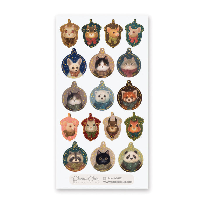 Winter Animal Ornaments Sticker Sheet