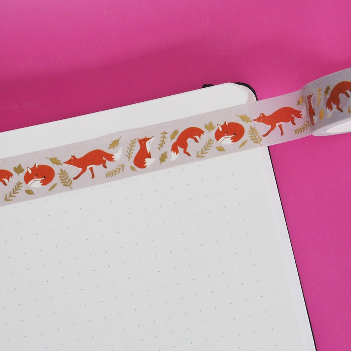 Happy Foxes Gold Foil Washi Tape