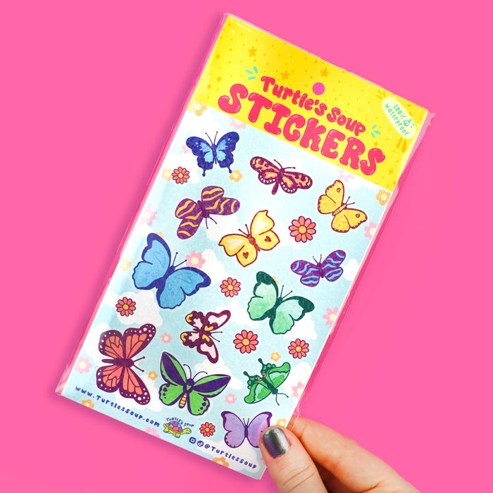 Butterflies and Moths Glitter Vinyl Sticker Sheet