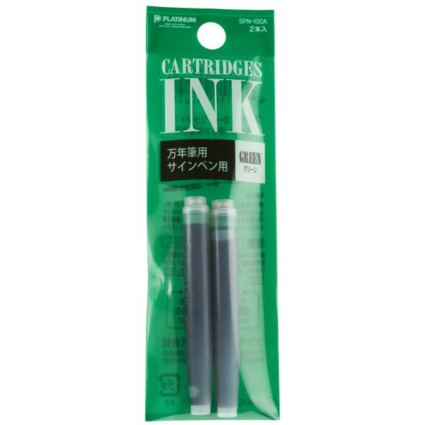 Platinum Fountain Pen Ink Cartridges - Green 2pk