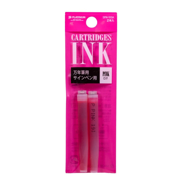 Platinum Fountain Pen Ink Cartridges - Pink 2pk
